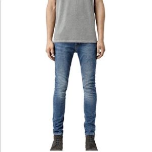 All Saints Men’s blue Cigarette jeans size 33